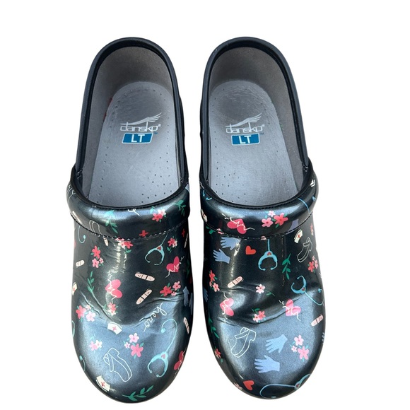 Dansko LT Pro Hero Clogs Womens Size 37 (6.5-7) Black Patent Medical Design - Picture 2 of 11